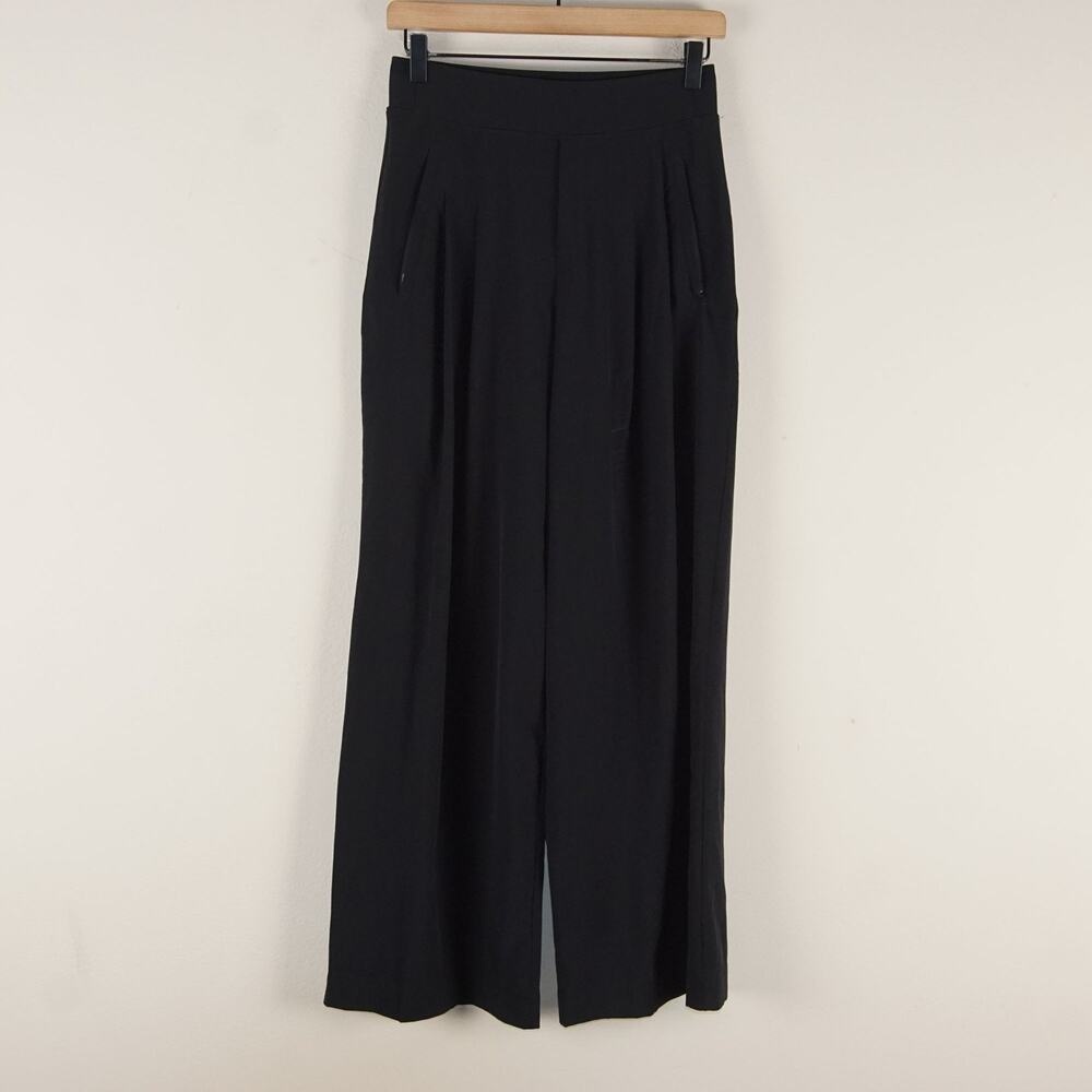 Athleta Brooklyn Heights High Rise Pleated Wide Leg Black Pants Womens Sz 0
